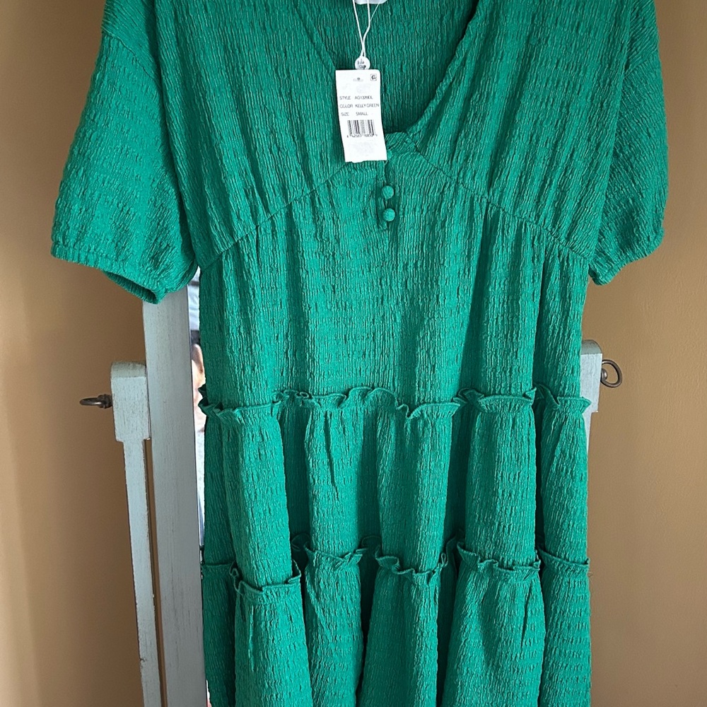 Green Textured Dress